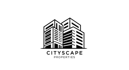 Obraz premium Cityscape buildings outline logo with transparent background