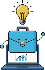 Minimal Pop Career Idea Briefcase Laptop Icon | ミニマルポップなキャリアアイデアのブリーフケースとノートパソコンアイコン