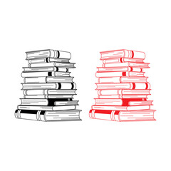 Stack of books vector illustration black and red textures