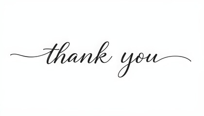 Elegant black script 'thank you' message on a clean white background, conveying gratitude and appreciation.