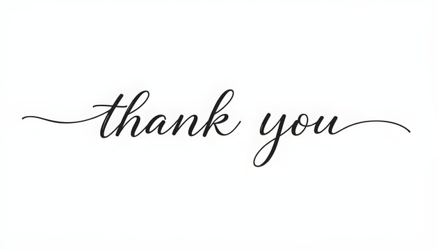 Elegant black script 'thank you' message on a clean white background, conveying gratitude and appreciation.