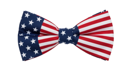 Patriotic American flag pattern fabric bow tie for US holidays and events isolated PNG with Transparent Background