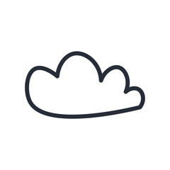 Simple Outline Of A Cloud Drawn In A Manga Comic Style With A Dark Blue Border On A Transparent White Background