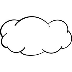 Simple Outline of a Cloud Shape with Black Border on Transparent Background