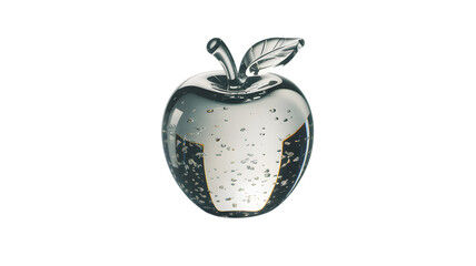 Obraz premium A shining glass apple with internal bubbles creating an interesting texture and effect