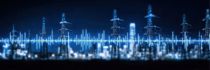 Fototapeta premium Energy grid visualizing connectivity feedback amplitude efficiency measurement stability and evaluation together