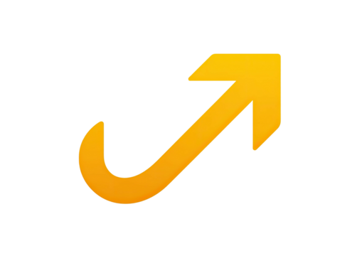 Angled golden arrow points upward on stark black background