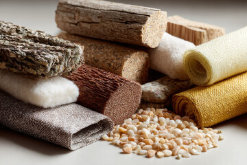 futuristic backpack with holographic list of items inside is displayed against clean mirror background