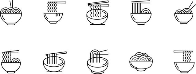 collection of ramen icons Japanese food