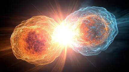 未来のフュージョンエネルギー、核融合反応のイメージ