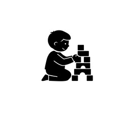 Child building a toy tower