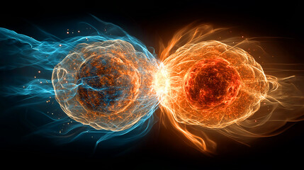 未来のフュージョンエネルギー、核融合反応のイメージ