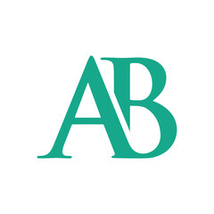 letter ab logo design vector with serif font