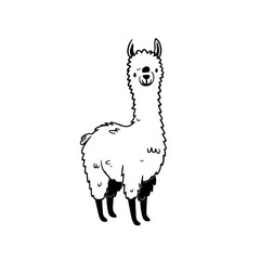 Naklejka premium llama. llama simple black and white line art vector logo