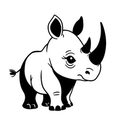 Fototapeta premium Black Rhino. Black Rhino simple black and white line art vector logo