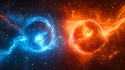 未来のフュージョンエネルギー、核融合反応のイメージ