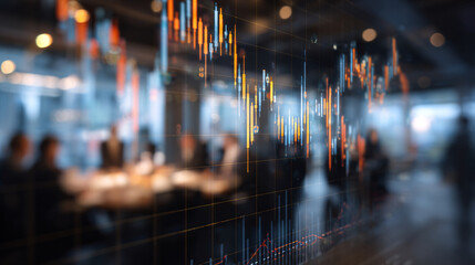 A graph showing the economy and business in the investment industry on the front and back of the executive meeting. Ai generate.