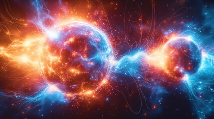 未来のフュージョンエネルギー、核融合反応のイメージ