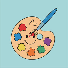 Minimal Pop Art Culture Paint Palette Brush Icon | ミニマルポップなアート文化のパレットと筆のアイコン