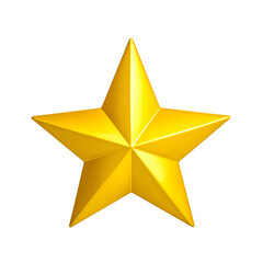 Golden, five-pointed star with a shaded appearance, isolated on a black background