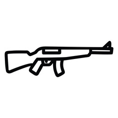 a rifle silhouette vector icon design with a white background	