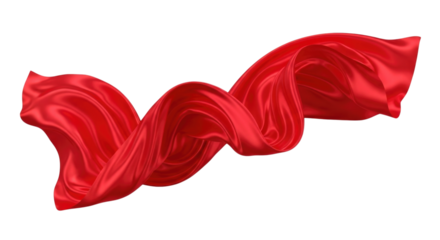 Flowing Red Silk Fabric transparent bg, cutout PNG