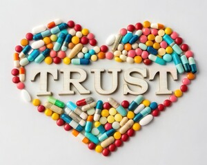 Heart Shaped Pill Cluster with Trust Message