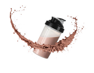 protein milk shake splash on white