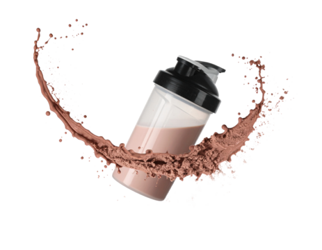 protein milk shake splash on white