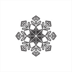 Bold Black and White Snowflake Icon – Geometric Winter Symbol for Seasonal, Holiday, and UI Design