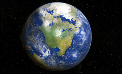 Earth globe showing pangea supercontinent from space