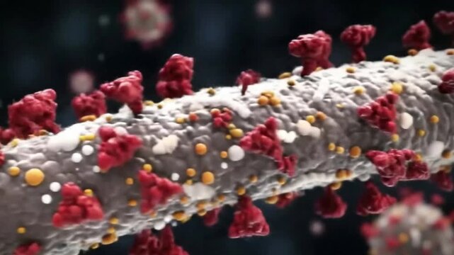 Microscopic view of the sarscov2 virus, also known as coronavirus, showing its spike proteins