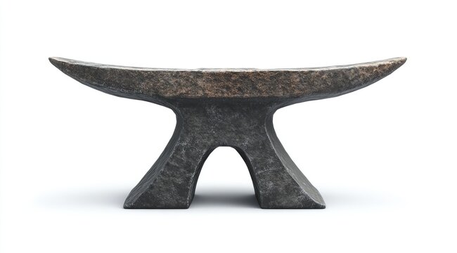 Dark metal anvil, isolated, front view