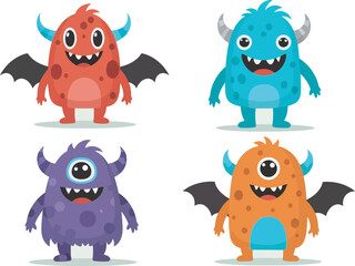 Cute Fluffy Monster Character Collection Illustration 