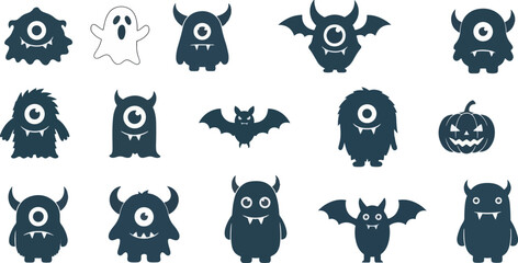 Cute Fluffy Monster Character Collection Illustration 