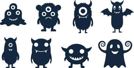 Cute Fluffy Monster Character Collection Illustration 