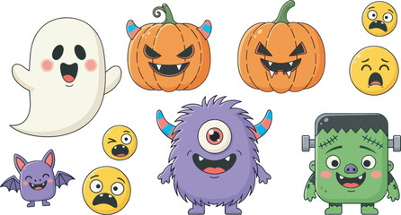 Cute Fluffy Monster Character Collection Illustration 