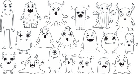 Cute Fluffy Monster Character Collection Illustration 