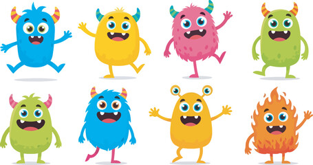 Cute Fluffy Monster Character Collection Illustration 