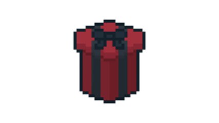 8-bit pixel art red gift box icon. looped animation 4k 30fps - Powered by Adobe