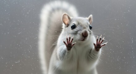 Albino Squirrel Pressing Against Glass - A Unique Wildlife Encounter.