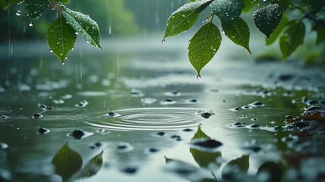 Rainy Day Serenity Capturing the Beauty of Nature in a Gentle Rain Shower