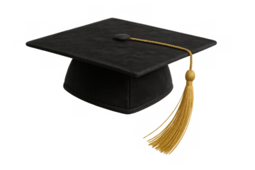 Graduation cap with gold tassel representing academic achievement, education, and university graduation ceremony concept