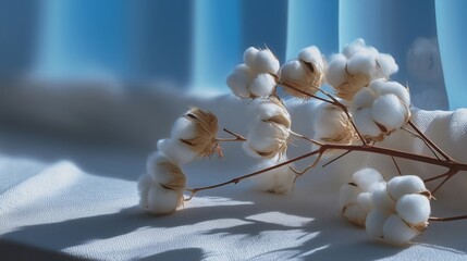 Soft Cotton Branches on Light Surface