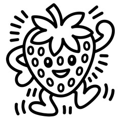 Cute Kawaii Strawberry character set. Vector hand drawn cartoon icon illustration. Strawberry character in doodle style. Isolated on white background.
