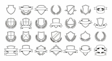 A Collection of Vintage Emblem Shields and Laurel Wreaths Decorative Elements for Design Projects