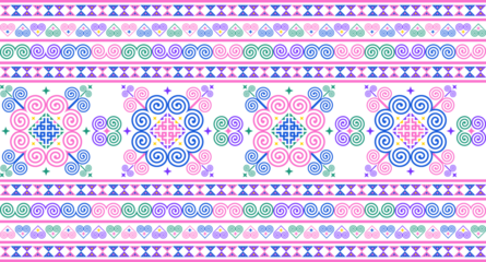 Hmong ethnic pattern, pastel tones for decorating clothes, printed fabrics, backgrounds