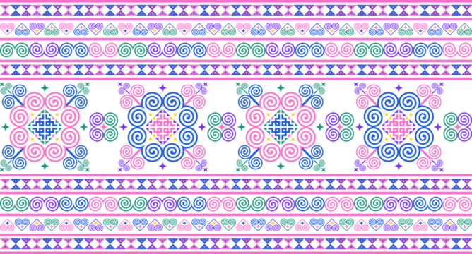 Hmong ethnic pattern, pastel tones for decorating clothes, printed fabrics, backgrounds