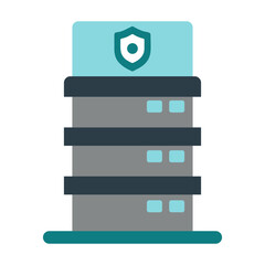 Security building icon with shield symbol