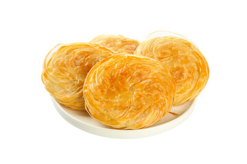 Golden Puff Pastry Rounds on White Plate - Breakfast Pastries Food Photography